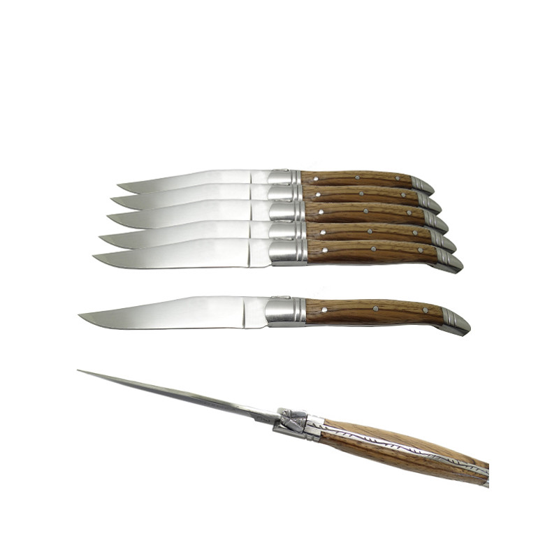 6 couteaux de table Laguiole lame revêtement titane : : Cuisine et  Maison